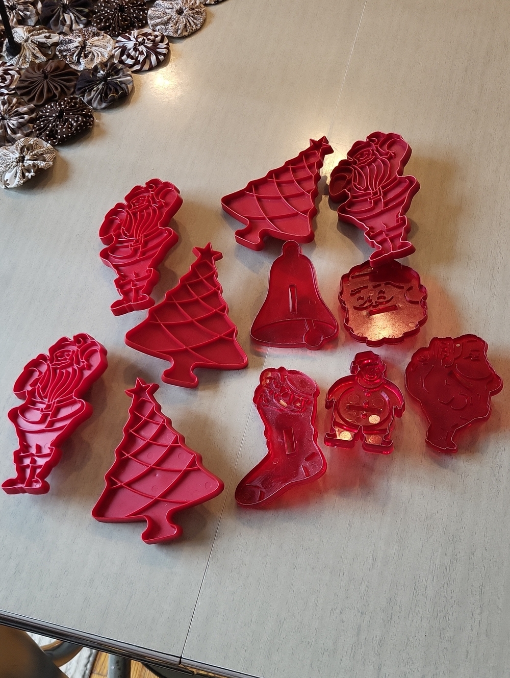 Vintage Holiday Cookie Cutter Set Of 11. Santa, Snowman, Christmas Tree,